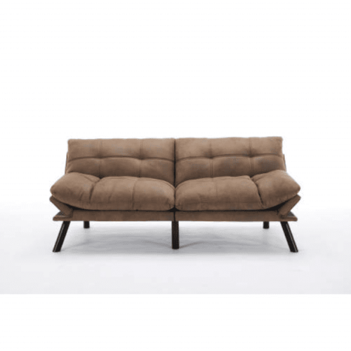 Leatehr Feeling Brown Convertible Folding Modern Sofa Bed