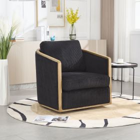 COOLMORE Corduroy Swivel Barrel Chair, Comfortable Accent Sofa Chair for Living Room, 360 Degree Swivel Barrel Club Chair
