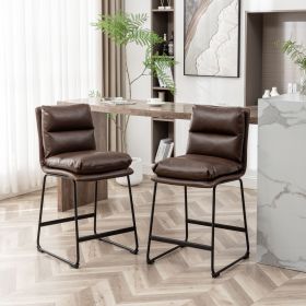 Milos Upholstered 26-inch Counter Height Stools, Set of 2, Antique Brown