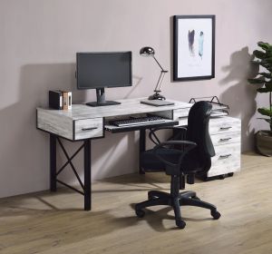 Settea Antique White & Black Finish Computer Desk