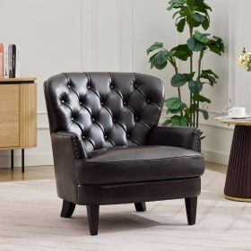 Mirod Vintage-Inspired Upholstered Lounge Chair with Nailhead Trim ,Solid Wood Legs for Stability and Elegant Curved Backrest for Comfort