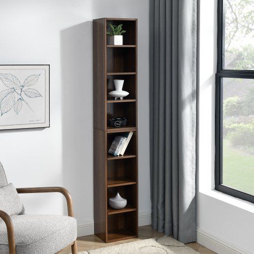 8 Tier Media Tower, CD DVD Slim Locker With Adjustable Shelves, High & Narrow Bookshelf Display Bookshelf, Suitable For Home Office, Multifunctional D 8 Tier Media Tower, CD DVD Slim Locker With Adjustable Shelves, High & Narrow Bookshelf Display Bookshelf, Suitable For Home Office, Multifunctional D