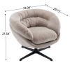 COMFY Chenille Upholstered 360° Swivel Club Chair/Accent Chair with Removable Cushion, Round Office Chair with Black Metal Base, Cotton Material