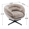 COMFY Chenille Upholstered 360° Swivel Club Chair/Accent Chair with Removable Cushion, Round Office Chair with Black Metal Base, Cotton Material