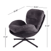 360° Swivel Accent Chair, Modern Chenille Lounge Chair with Faux Leather and Black Metal Base Frame, Comfortable Reading Chair for Small Spaces