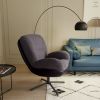 360° Swivel Accent Chair, Modern Chenille Lounge Chair with Faux Leather and Black Metal Base Frame, Comfortable Reading Chair for Small Spaces