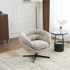 COMFY Chenille Upholstered 360° Swivel Club Chair/Accent Chair with Removable Cushion, Round Office Chair with Black Metal Base, Cotton Material