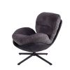 360° Swivel Accent Chair, Modern Chenille Lounge Chair with Faux Leather and Black Metal Base Frame, Comfortable Reading Chair for Small Spaces