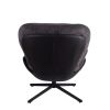 360° Swivel Accent Chair, Modern Chenille Lounge Chair with Faux Leather and Black Metal Base Frame, Comfortable Reading Chair for Small Spaces