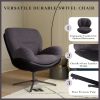 360° Swivel Accent Chair, Modern Chenille Lounge Chair with Faux Leather and Black Metal Base Frame, Comfortable Reading Chair for Small Spaces