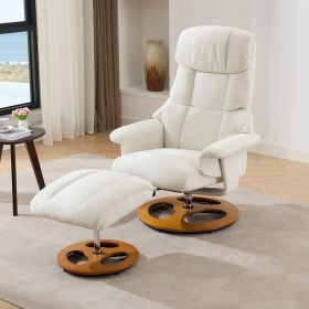 010-Ergonomic Recliner Chair with Ottoman, Modern Chenille Fabric Massage Swivel Lounge Chair with Footrest, Adjustable Backrest for Home or Office (Color: as Pic)
