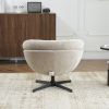 COMFY Chenille Upholstered 360° Swivel Club Chair/Accent Chair with Removable Cushion, Round Office Chair with Black Metal Base, Cotton Material