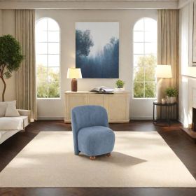 Modern Low Back Accent Chair, Upholstered Armless Living Room Chairs, Round Pine Wood Feet, for Small Living Spaces, Living Room, Bedroom, Balcony (Color: as Pic)