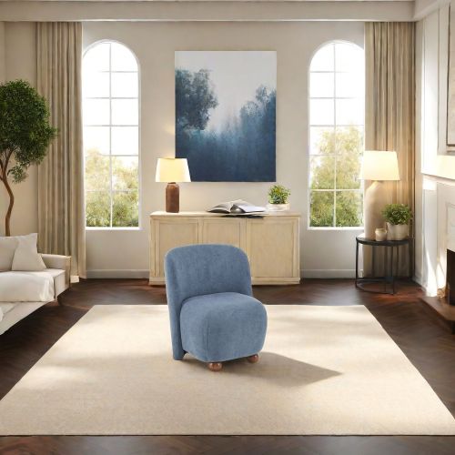Modern Low Back Accent Chair, Upholstered Armless Living Room Chairs, Round Pine Wood Feet, for Small Living Spaces, Living Room, Bedroom, Balcony