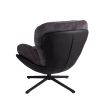 360° Swivel Accent Chair, Modern Chenille Lounge Chair with Faux Leather and Black Metal Base Frame, Comfortable Reading Chair for Small Spaces