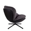 360° Swivel Accent Chair, Modern Chenille Lounge Chair with Faux Leather and Black Metal Base Frame, Comfortable Reading Chair for Small Spaces