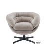 COMFY Chenille Upholstered 360° Swivel Club Chair/Accent Chair with Removable Cushion, Round Office Chair with Black Metal Base, Cotton Material