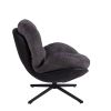 360° Swivel Accent Chair, Modern Chenille Lounge Chair with Faux Leather and Black Metal Base Frame, Comfortable Reading Chair for Small Spaces