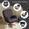 360° Swivel Accent Chair, Modern Chenille Lounge Chair with Faux Leather and Black Metal Base Frame, Comfortable Reading Chair for Small Spaces