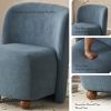 Modern Low Back Accent Chair, Upholstered Armless Living Room Chairs, Round Pine Wood Feet, for Small Living Spaces, Living Room, Bedroom, Balcony