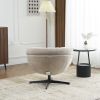 COMFY Chenille Upholstered 360° Swivel Club Chair/Accent Chair with Removable Cushion, Round Office Chair with Black Metal Base, Cotton Material