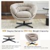 COMFY Chenille Upholstered 360° Swivel Club Chair/Accent Chair with Removable Cushion, Round Office Chair with Black Metal Base, Cotton Material