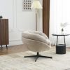 COMFY Chenille Upholstered 360° Swivel Club Chair/Accent Chair with Removable Cushion, Round Office Chair with Black Metal Base, Cotton Material