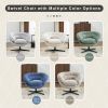COMFY Chenille Upholstered 360° Swivel Club Chair/Accent Chair with Removable Cushion, Round Office Chair with Black Metal Base, Cotton Material