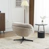 COMFY Chenille Upholstered 360° Swivel Club Chair/Accent Chair with Removable Cushion, Round Office Chair with Black Metal Base, Cotton Material